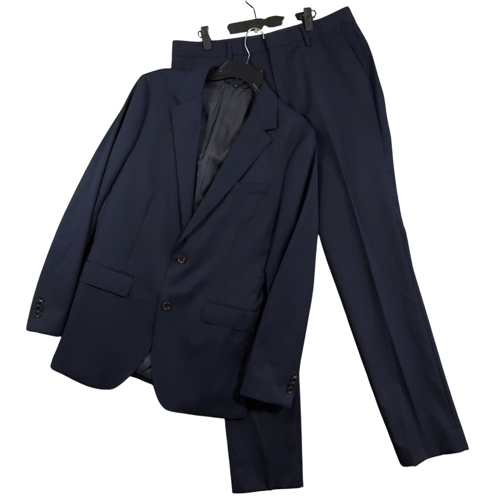 Bonobos Suit Men 42L 35/34 Navy Blue Tailored Fit Wool Blend Two Button